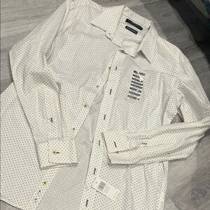 Men's White Micro-Dot Dress Shirt